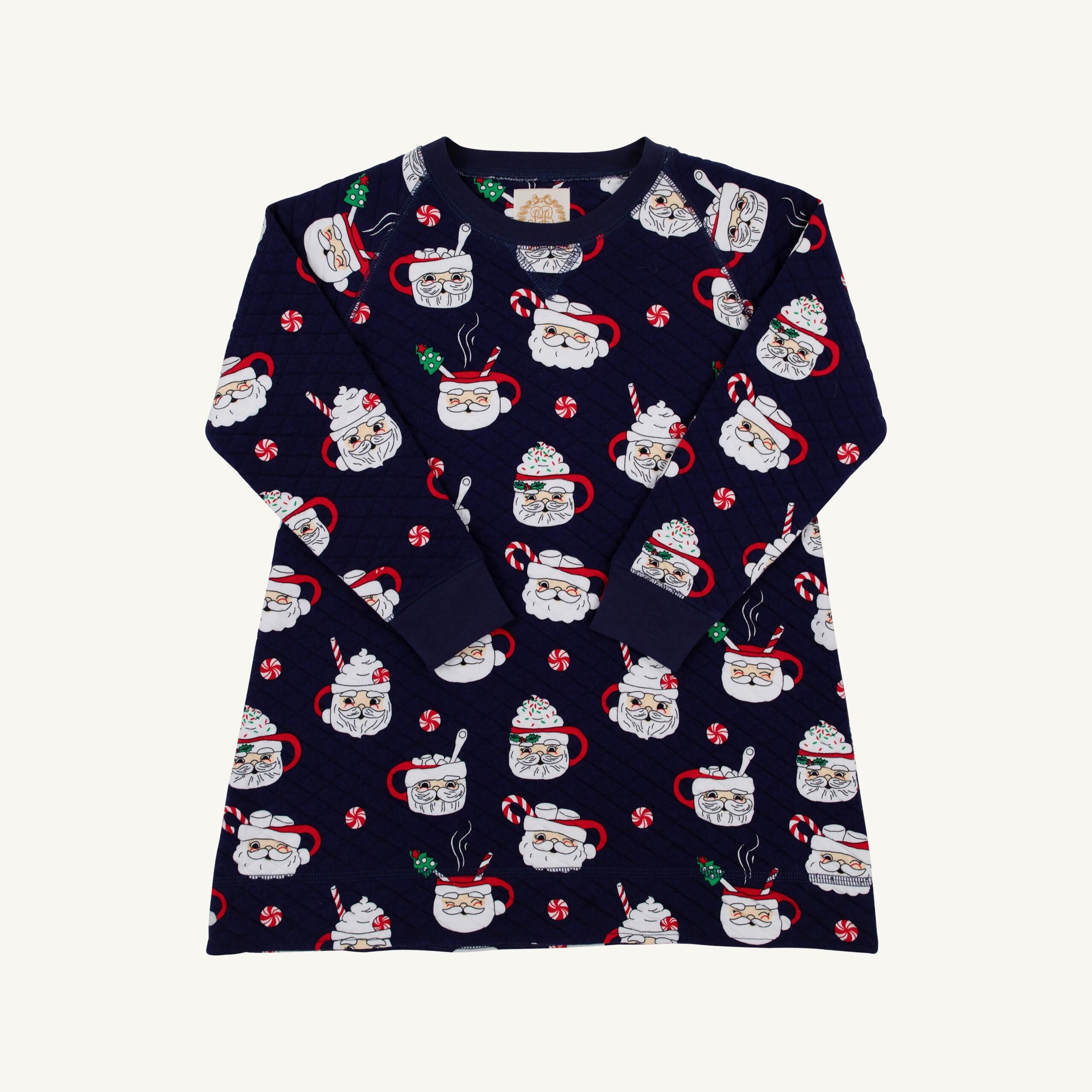 TBBC Cassidy Comfy Crewneck Dress - Quilted: Keeping Spirits Bright (Nantucket Navy)