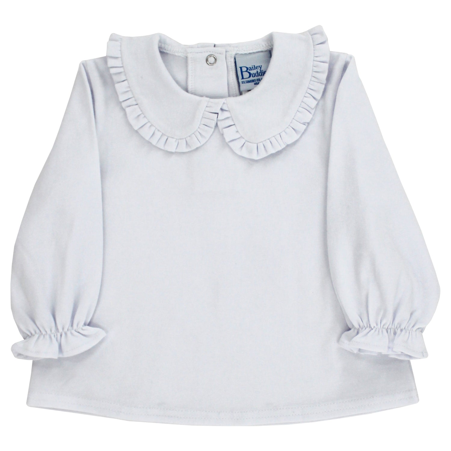 White LS Ruffle Peter Pan Collar Shirt