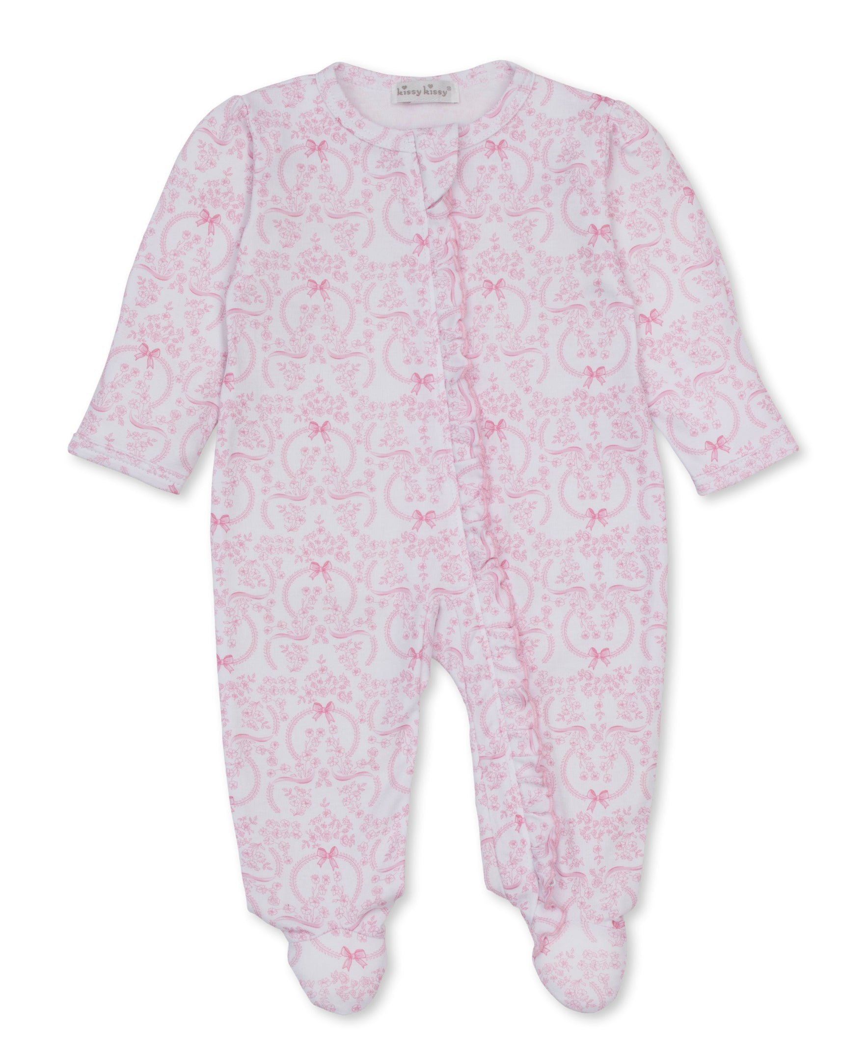 Delicate Blooms Zipper Footie: Pink