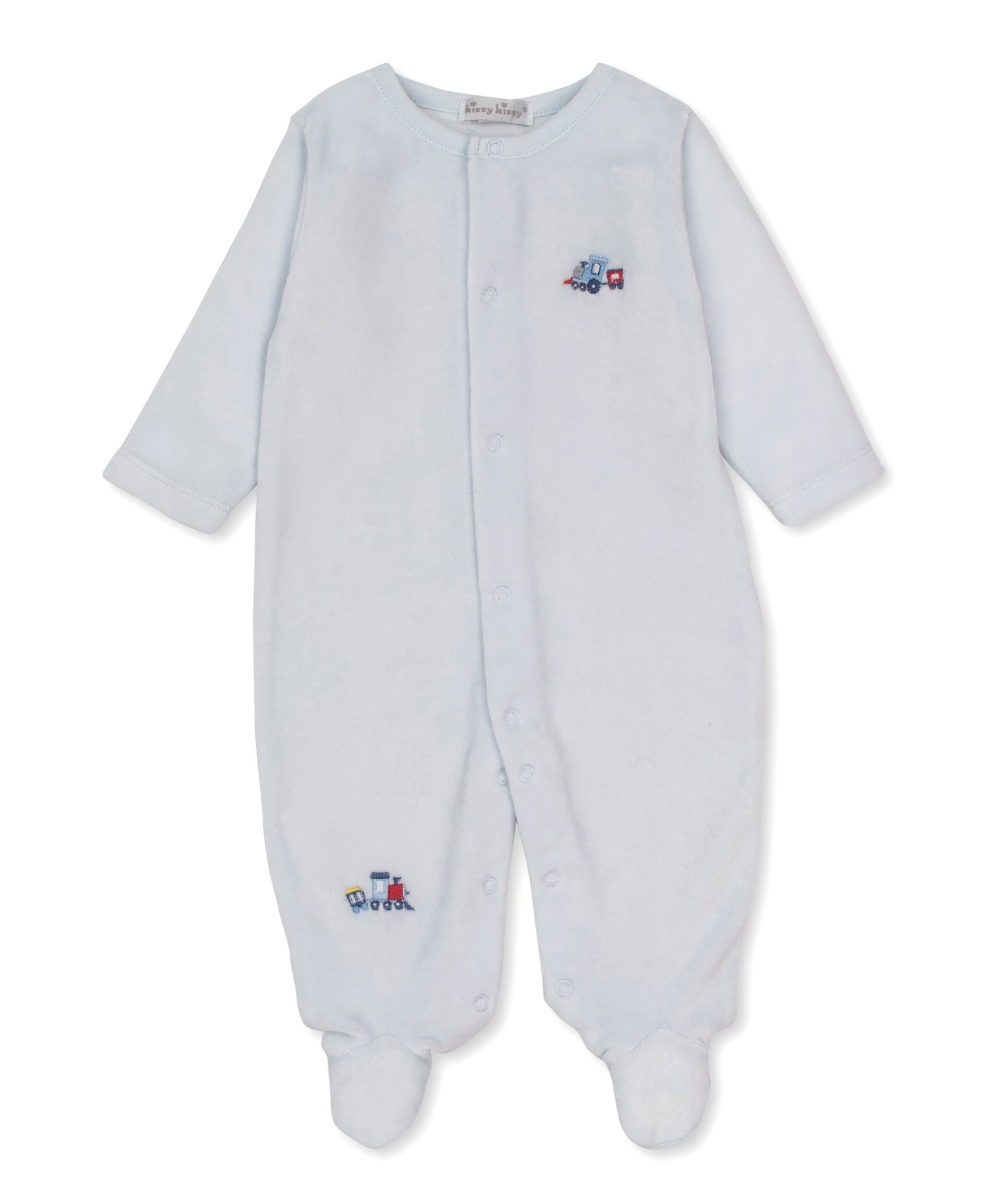 Toot Toot Embroidered Velour Footie