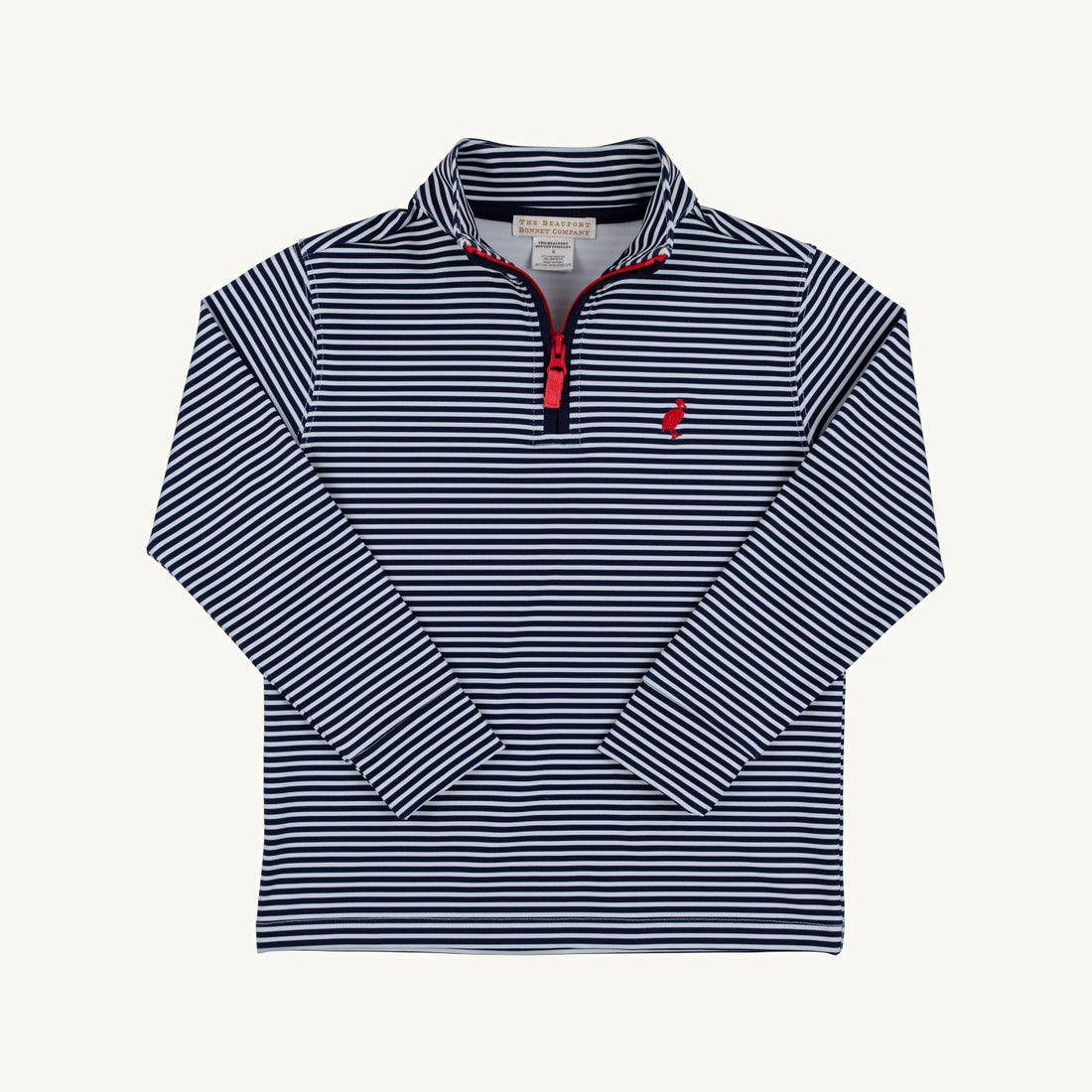TBBC Prepletic™ Hayword Half Zip: Nantucket Navy Stripe/Richmond Red
