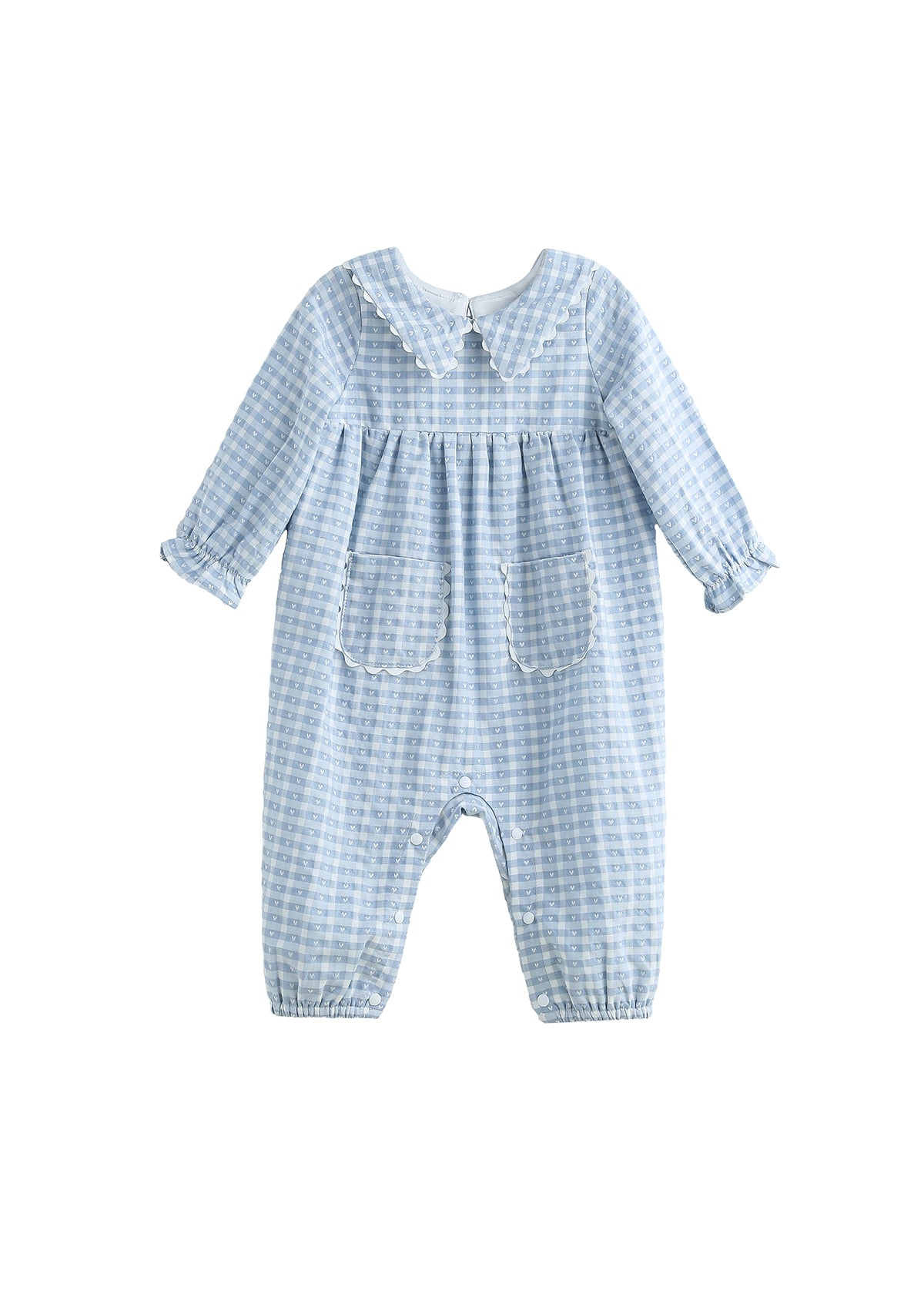 Ella Rae Romper: Light Blue Gingham