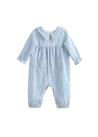 Ella Rae Romper: Light Blue Gingham