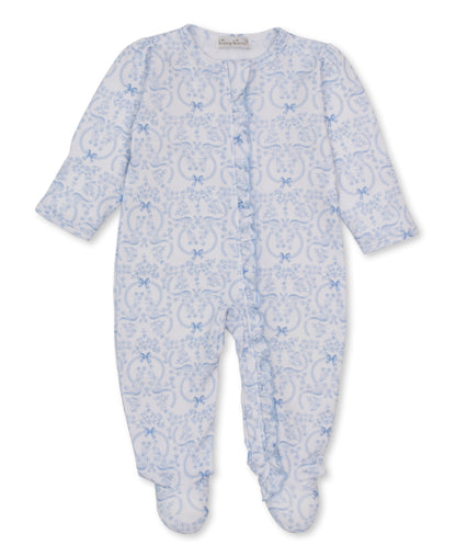 Delicate Blooms Zipper Footie: Light Blue