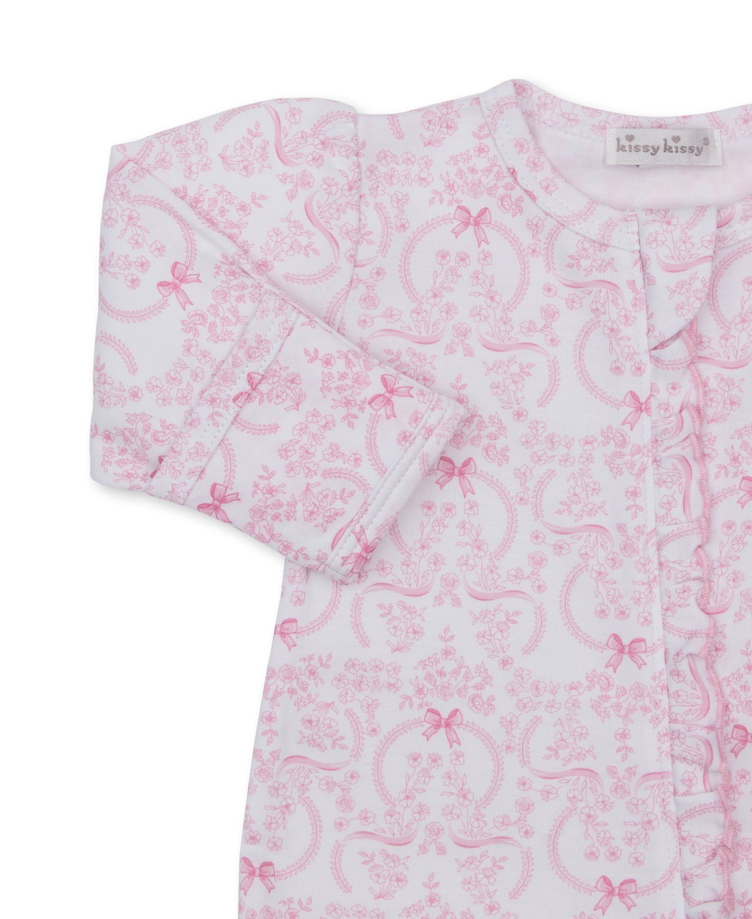 Delicate Blooms Zipper Footie: Pink