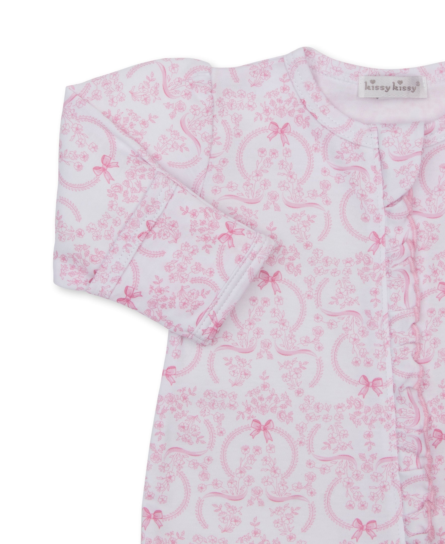 Delicate Blooms Zipper Footie: Pink