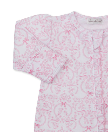Delicate Blooms Zipper Footie: Pink
