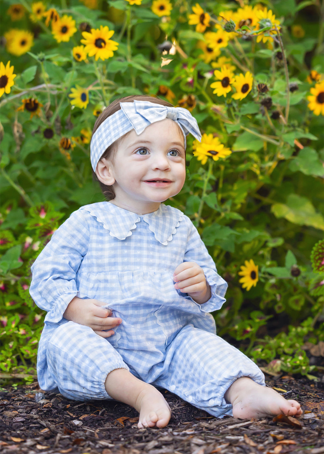Ella Rae Romper: Light Blue Gingham