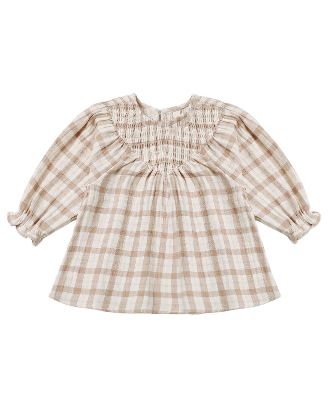 V-Smocked Dress: Rustic Plaid