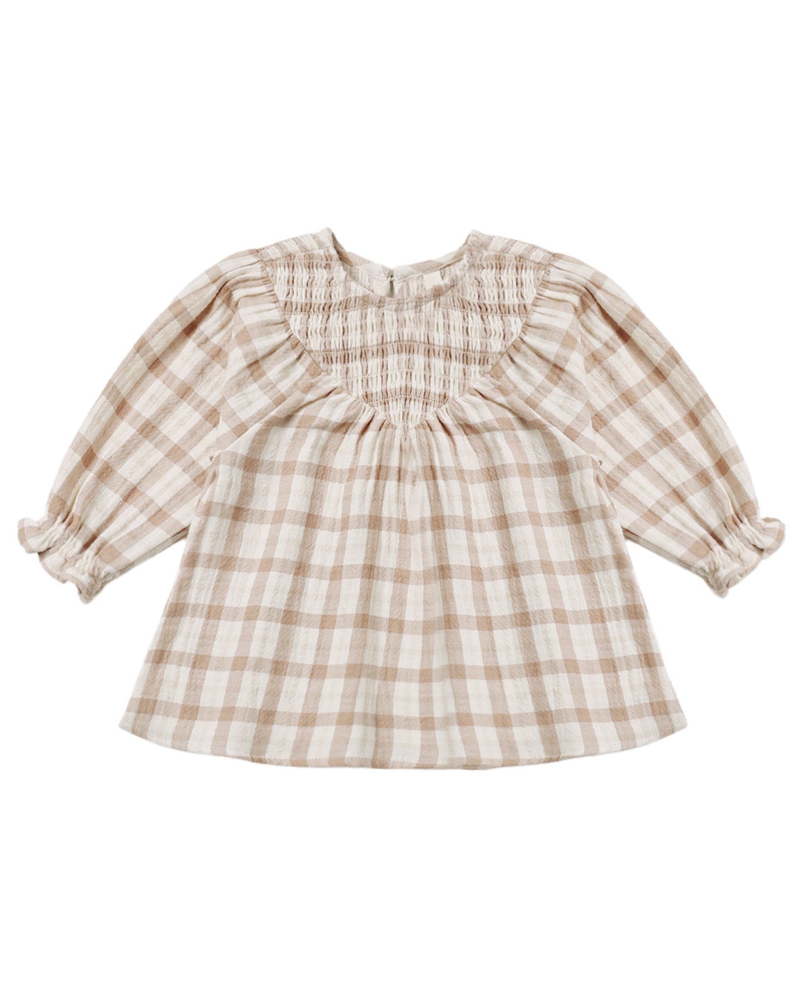 V-Smocked Dress: Rustic Plaid
