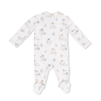 Flower Ducklings Smocked Peter Pan Snap Footie