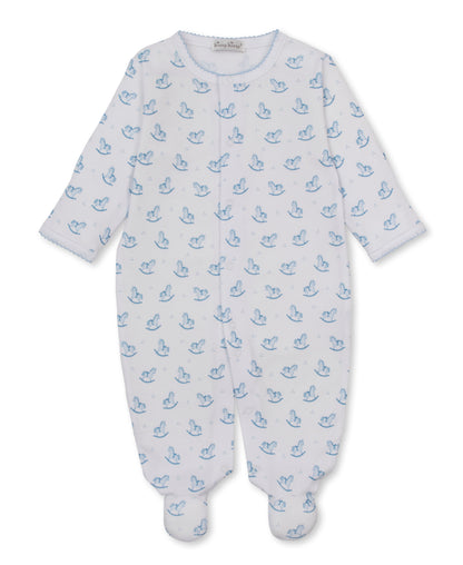 Gingham Rockers Print Snap Footie: Light Blue