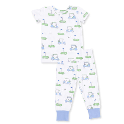 Golf Carts Blue Short Sleeve Loungewear Set