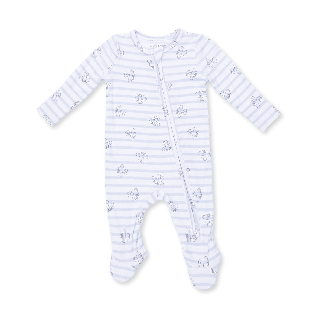 Airplane Stripe 2 Way Zipper Footie