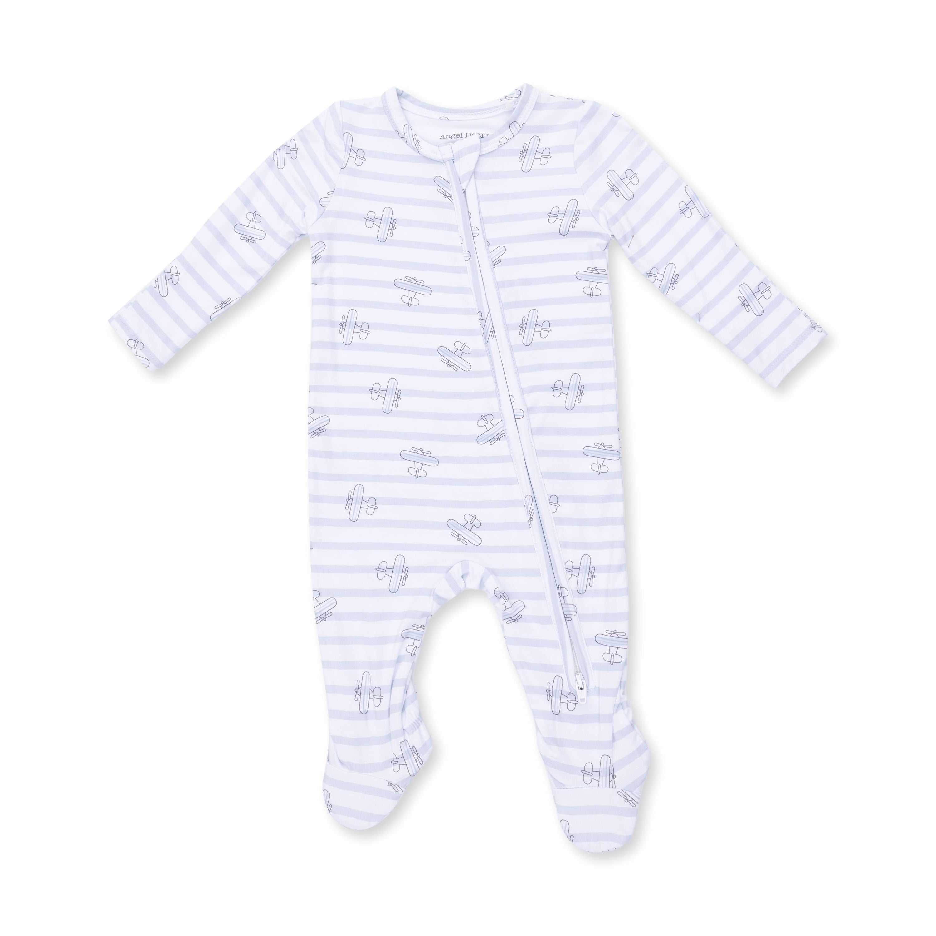 Airplane Stripe 2 Way Zipper Footie