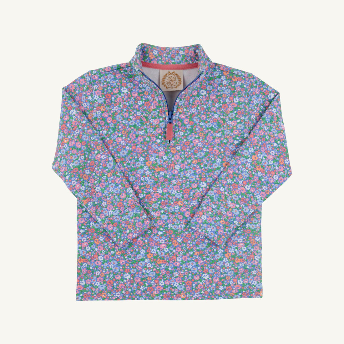 TBBC Canter Collar Half-Zip: Mountain Brook Mini Floral (Parrot Cay Coral)/Parrot Cay Coral