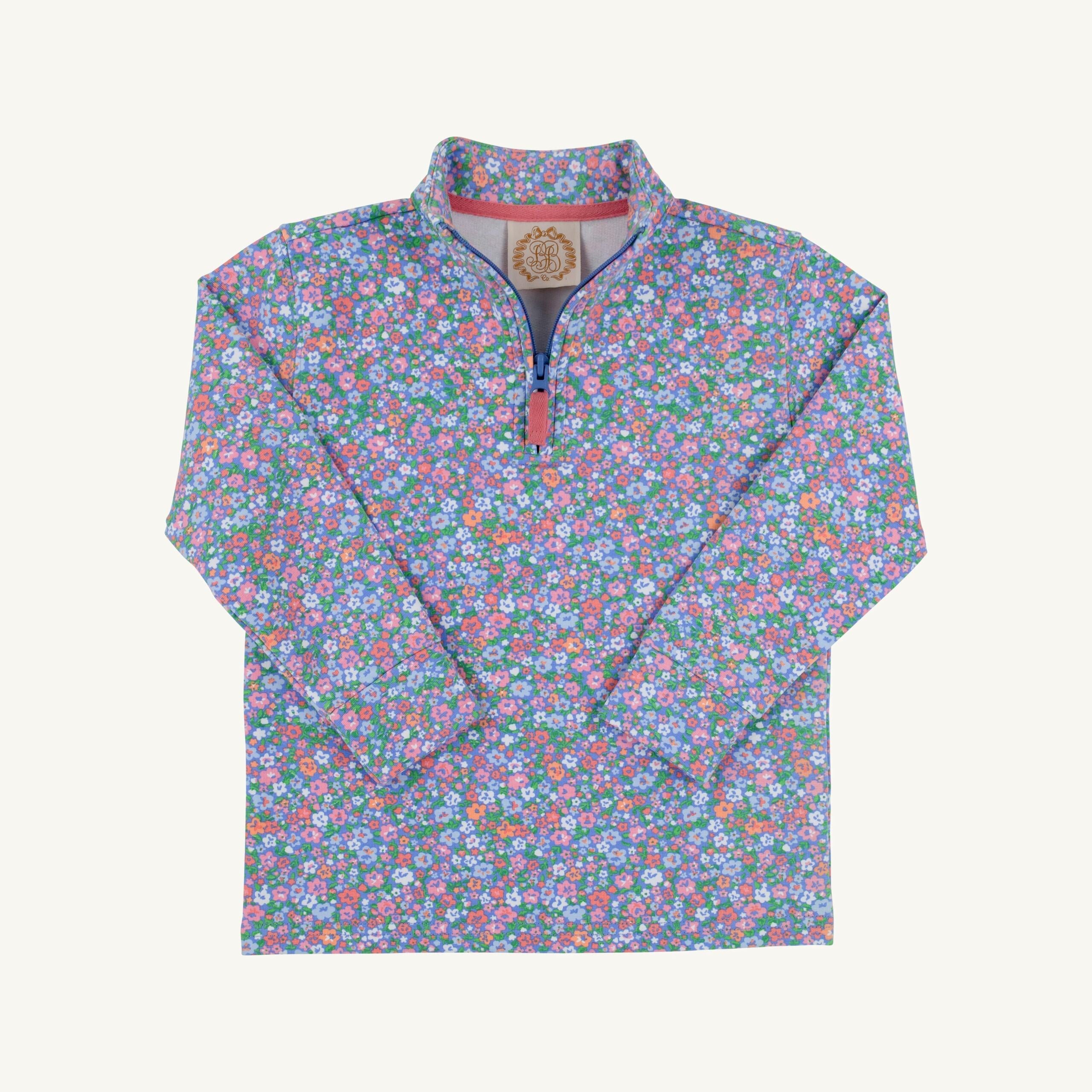 TBBC Canter Collar Half-Zip: Mountain Brook Mini Floral (Parrot Cay Coral)/Parrot Cay Coral