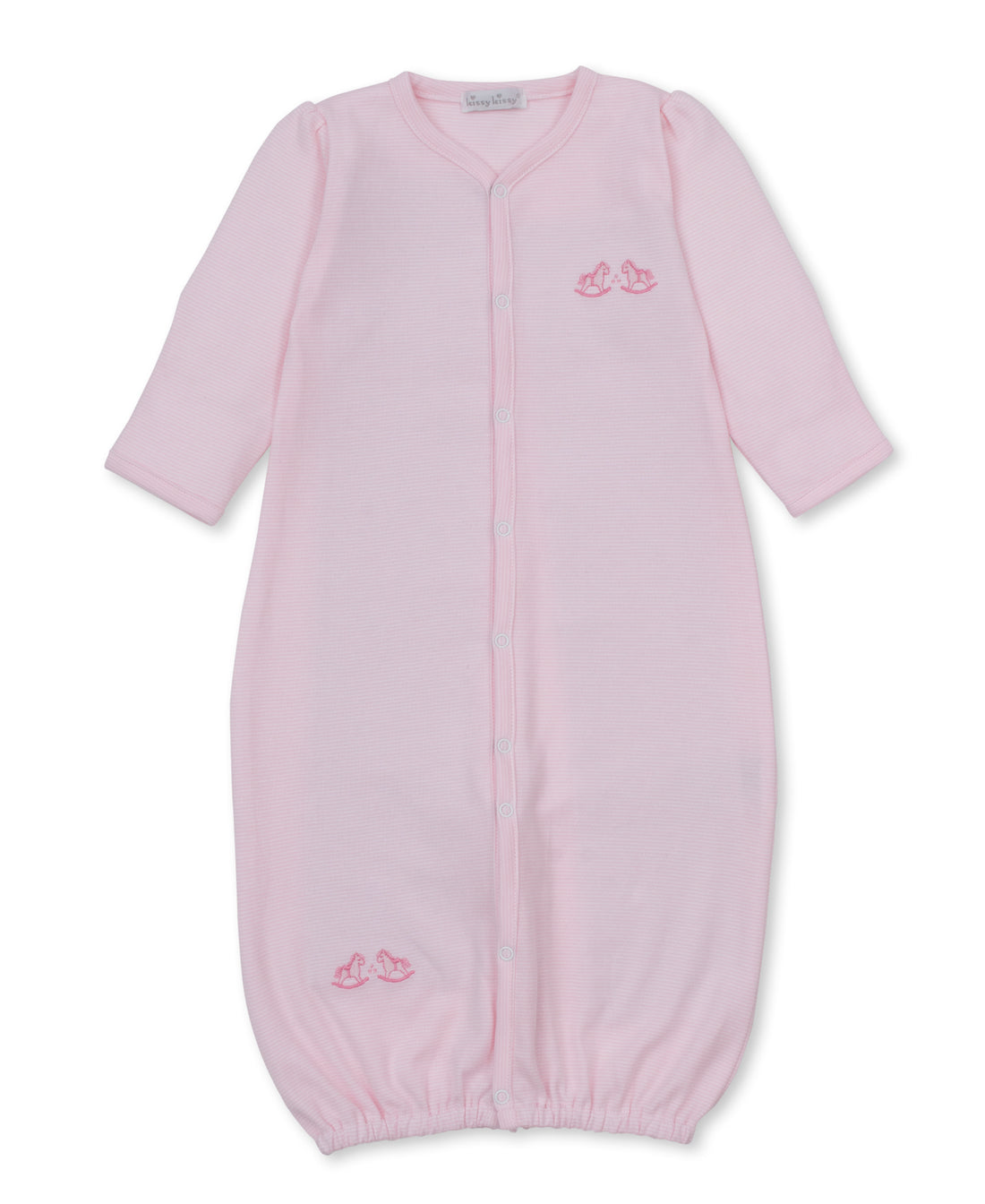 Gingham Rockers Embroidered Converter Gown: Pink
