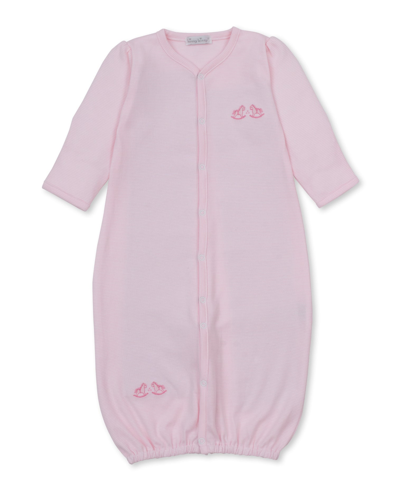 Gingham Rockers Embroidered Converter Gown: Pink
