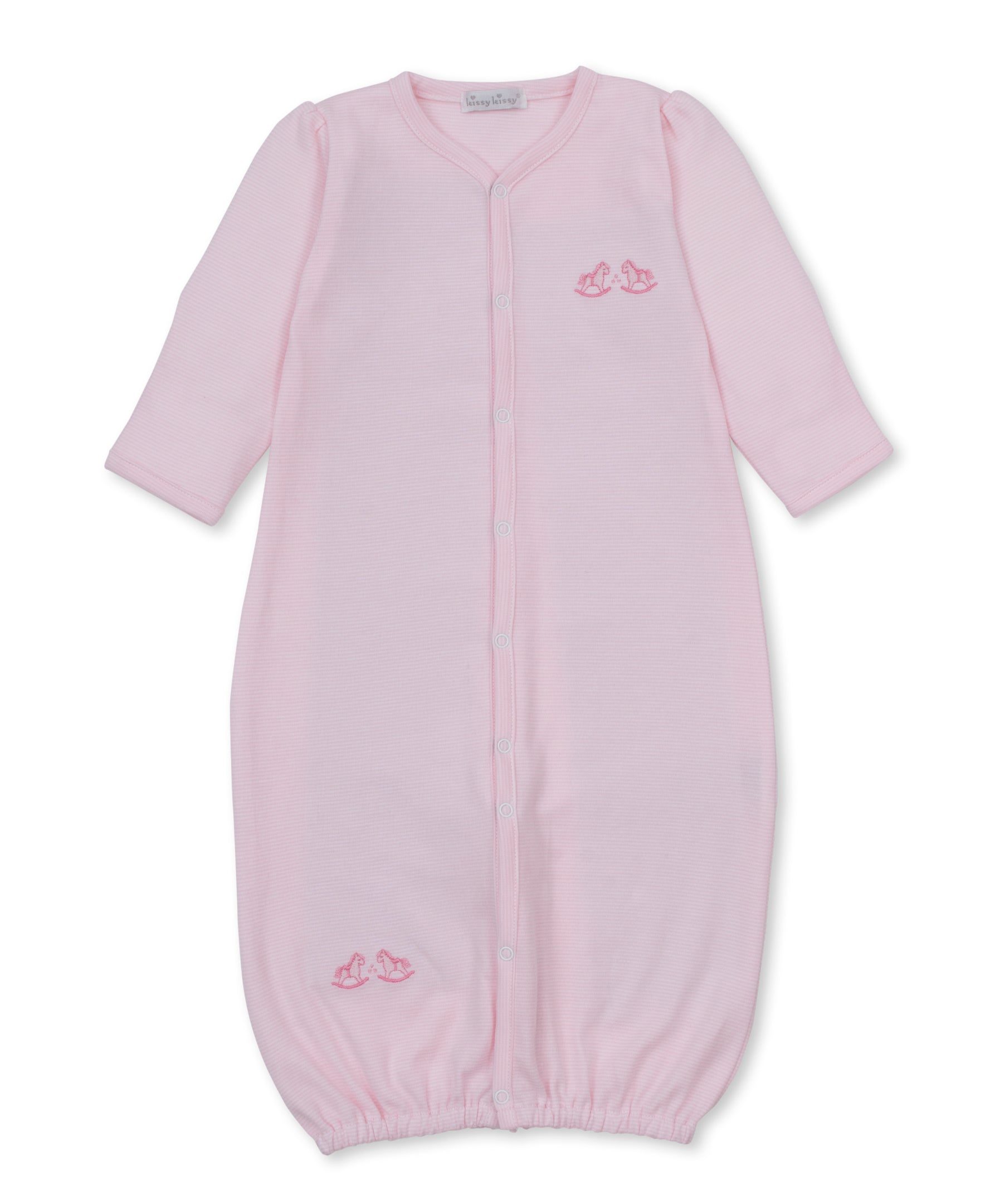 Gingham Rockers Embroidered Converter Gown: Pink