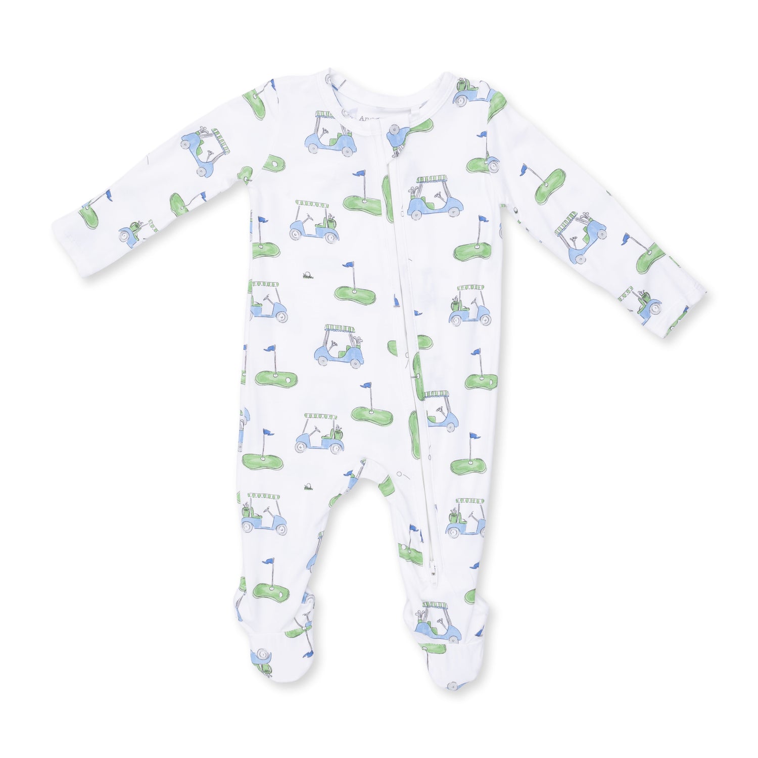 Golf Carts Blue 2 Way Zipper Footie