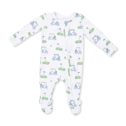 Golf Carts Blue 2 Way Zipper Footie