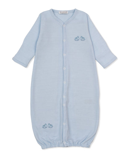 Gingham Rockers Embroidered Converter Gown: Light Blue