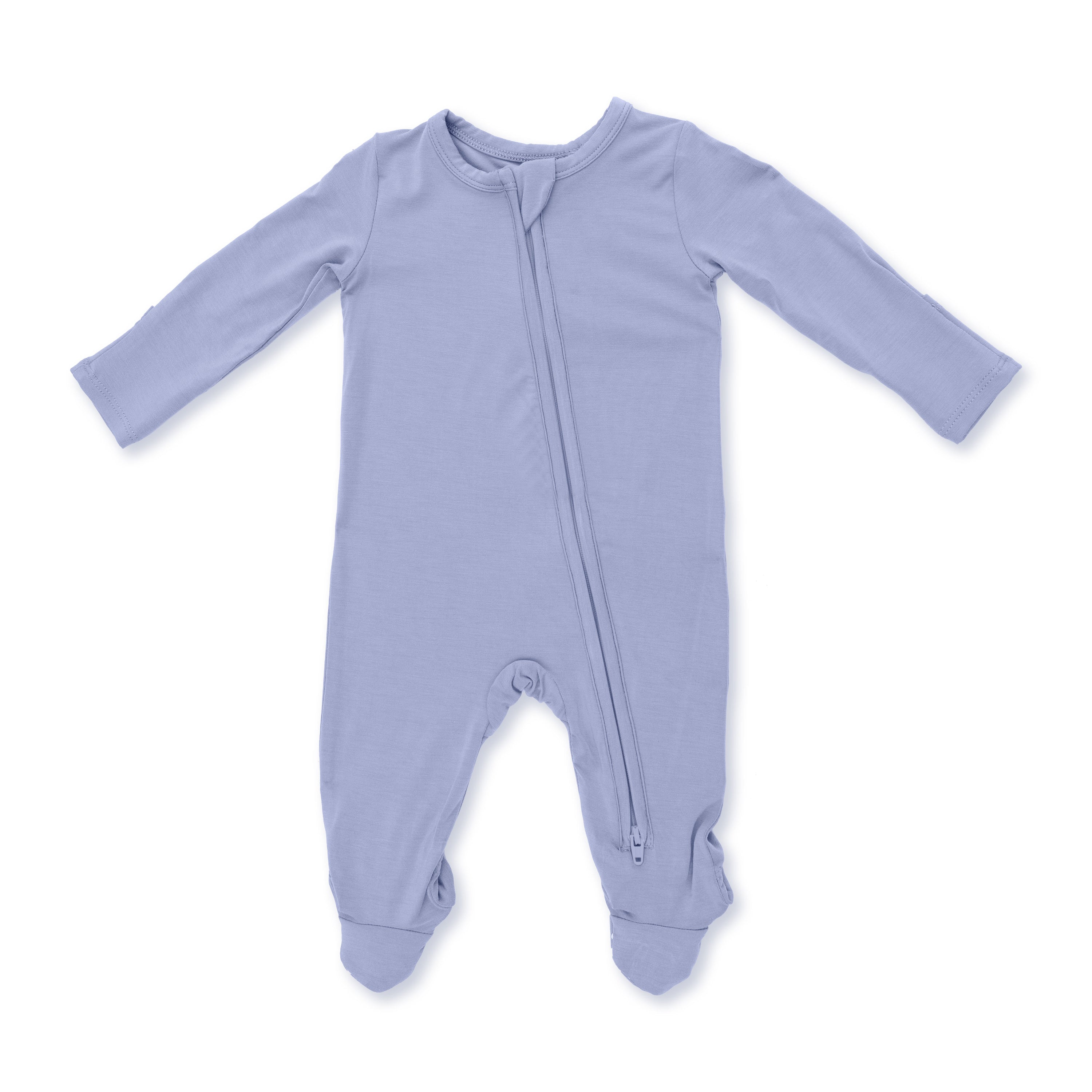 Solid Blue Fog 2 Way Zipper Footie