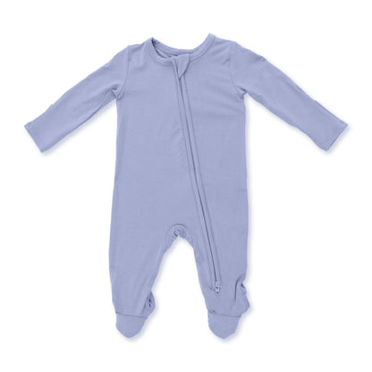 Solid Blue Fog 2 Way Zipper Footie