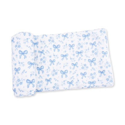 Blue Bows And Flowers Swaddle Blanket