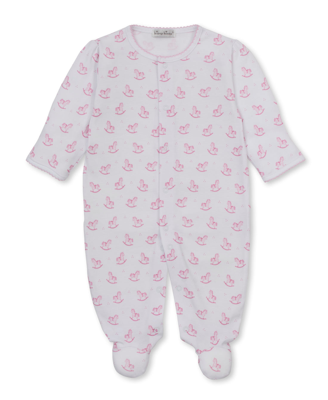 Gingham Rockers Print Snap Footie: Pink