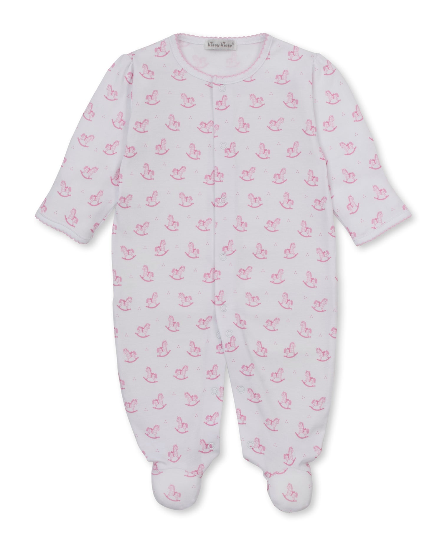 Gingham Rockers Print Snap Footie: Pink