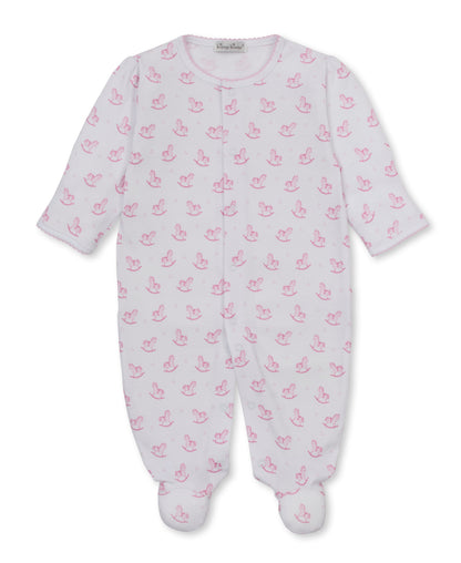 Gingham Rockers Print Snap Footie: Pink