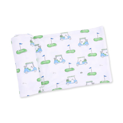 Golf Carts Blue Swaddle Blanket