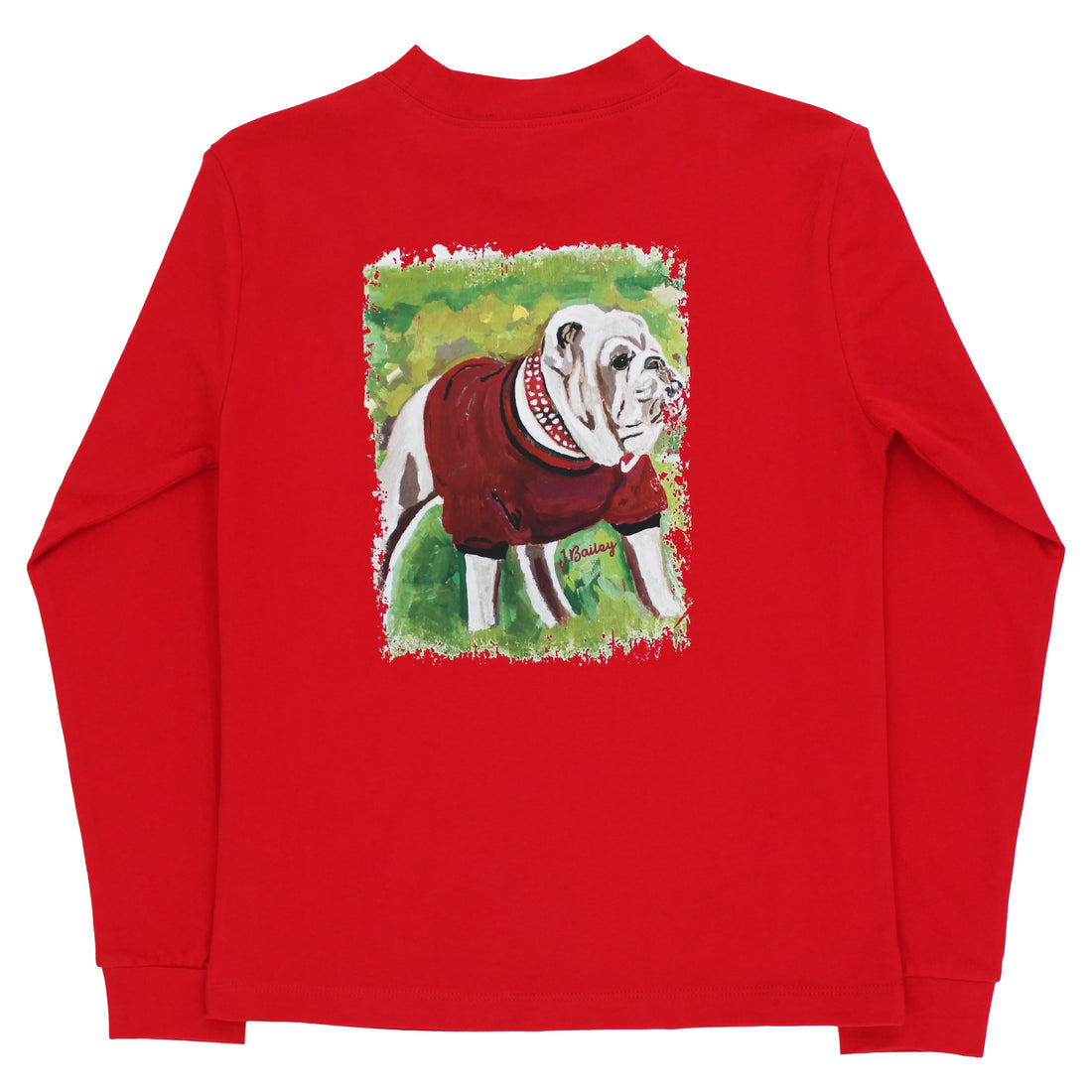 Red Long Sleeve Logo Tee: Bulldawg