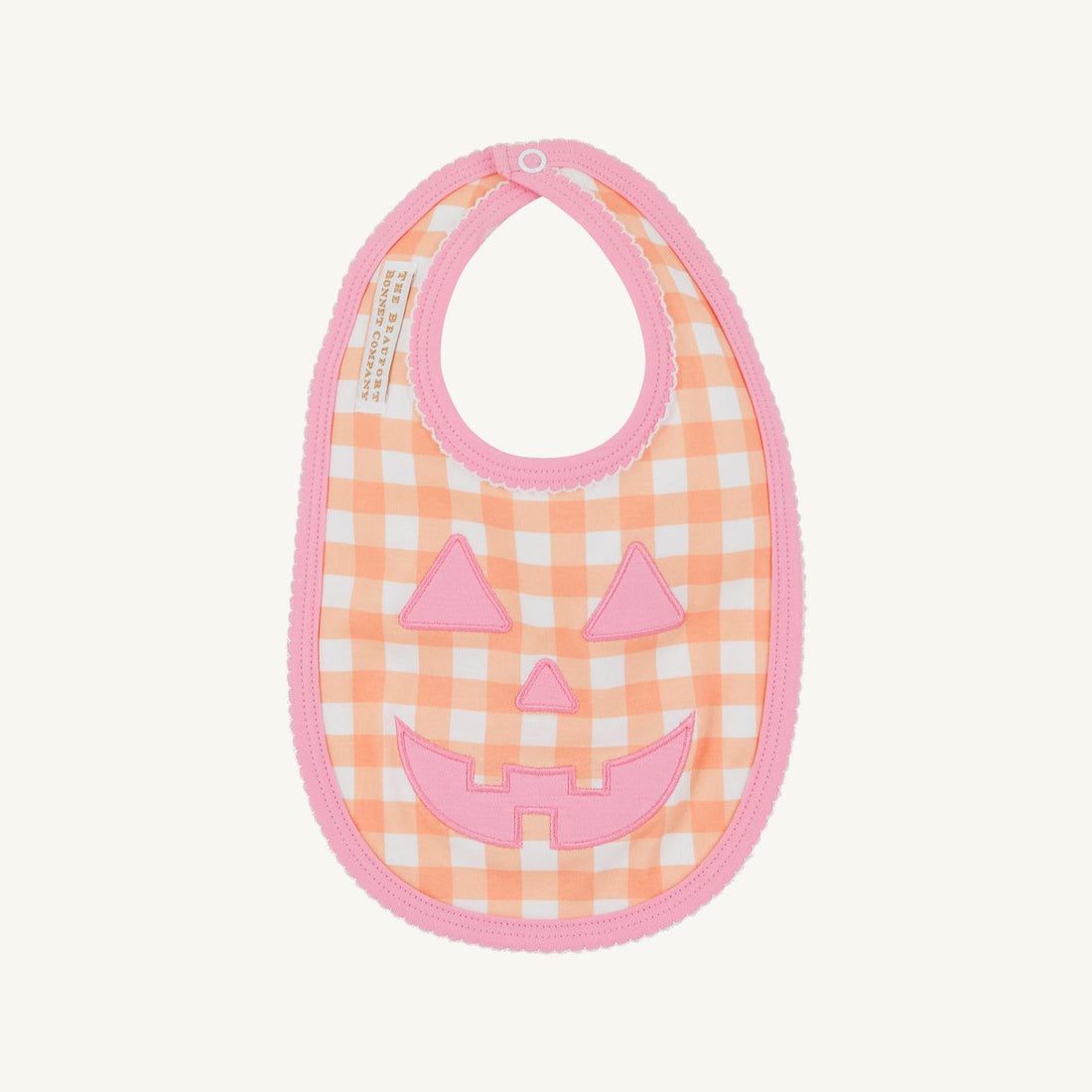 TBBC Burp Me Bib: Seashore Sherbet Gingham/Hamptons Hot Pink
