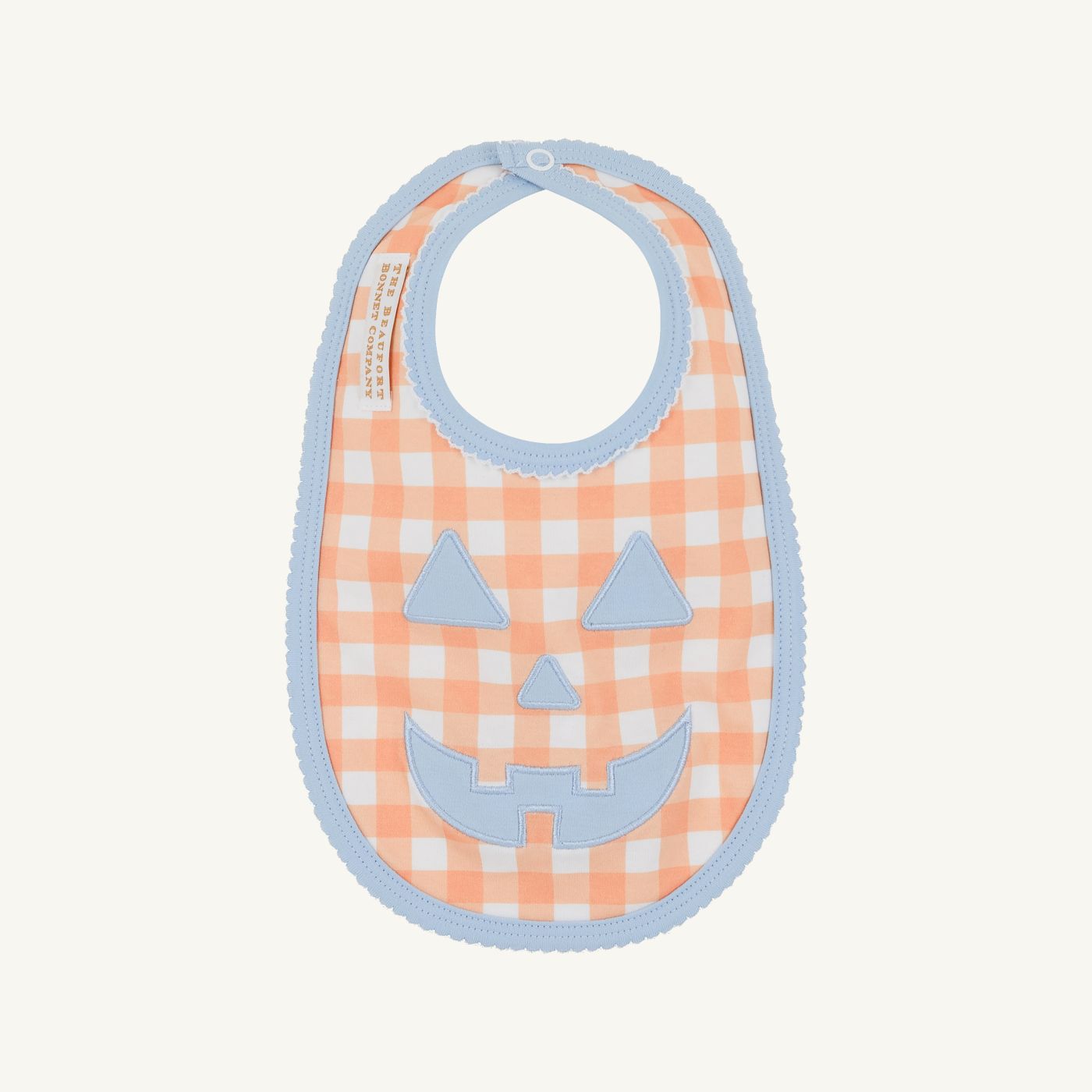 TBBC Burp Me Bib: Seashore Sherbet Gingham/Beale Street Blue