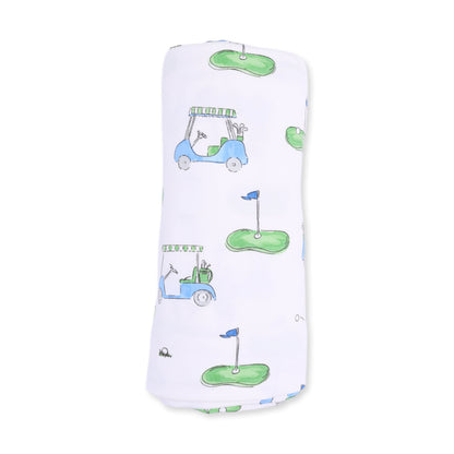 Golf Carts Blue Swaddle Blanket