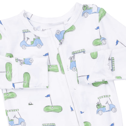 Golf Carts Blue 2 Way Zipper Footie