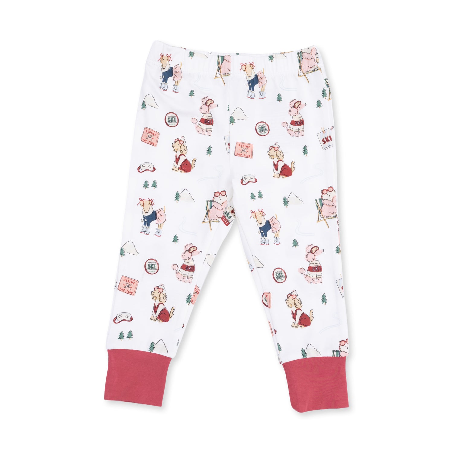 Winter Sports Dogs Pink Long Sleeve Loungewear Set