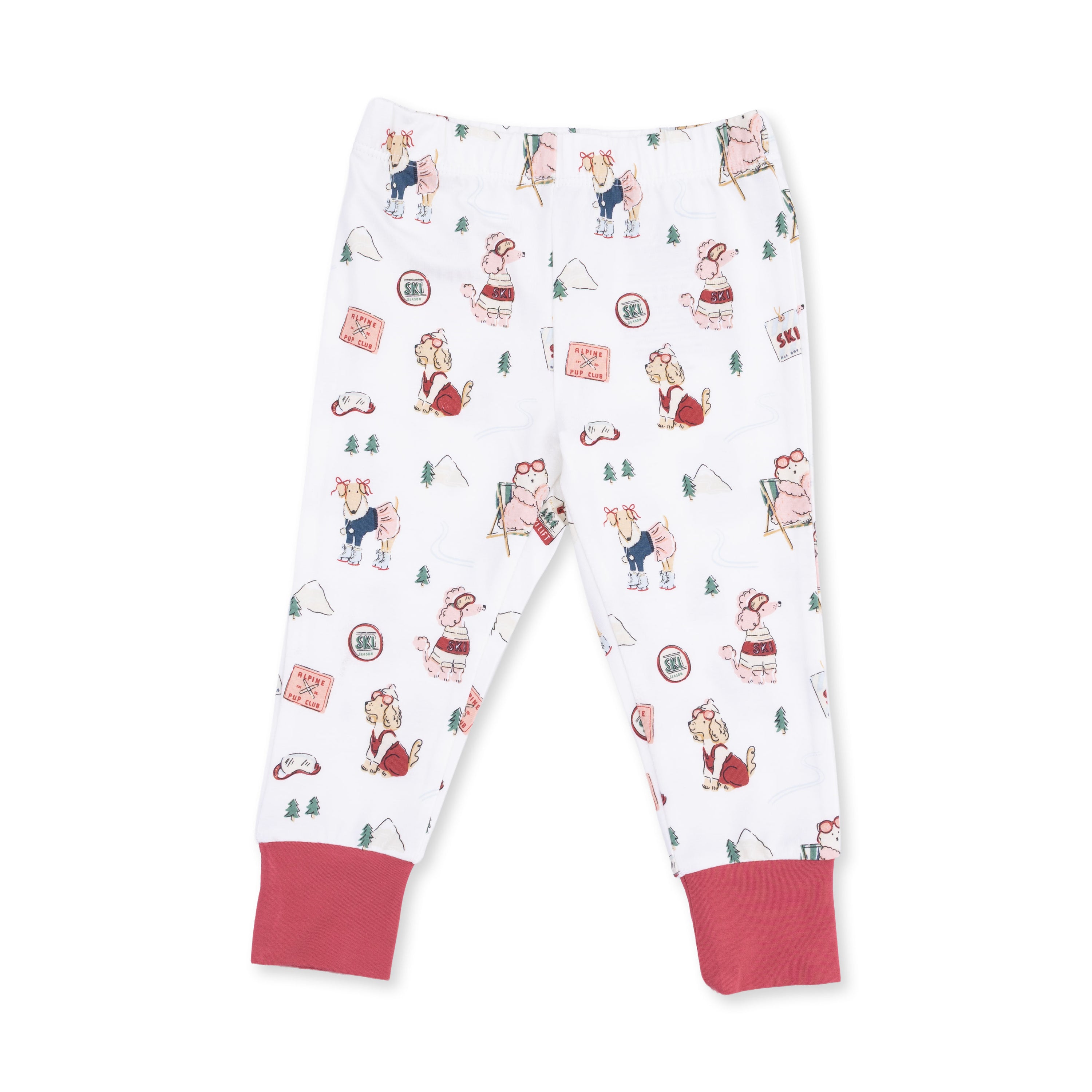 Winter Sports Dogs Pink Long Sleeve Loungewear Set