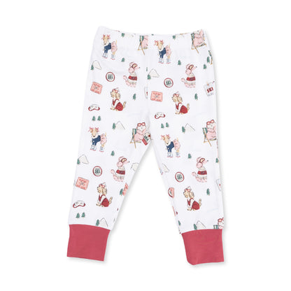 Winter Sports Dogs Pink Long Sleeve Loungewear Set