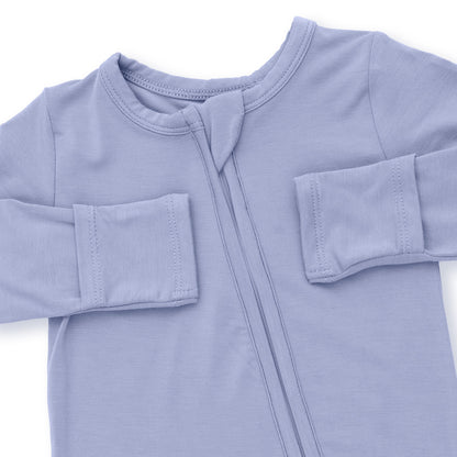 Solid Blue Fog 2 Way Zipper Footie