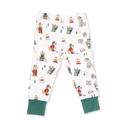 Winter Sports Dogs Green Long Sleeve Loungewear Set