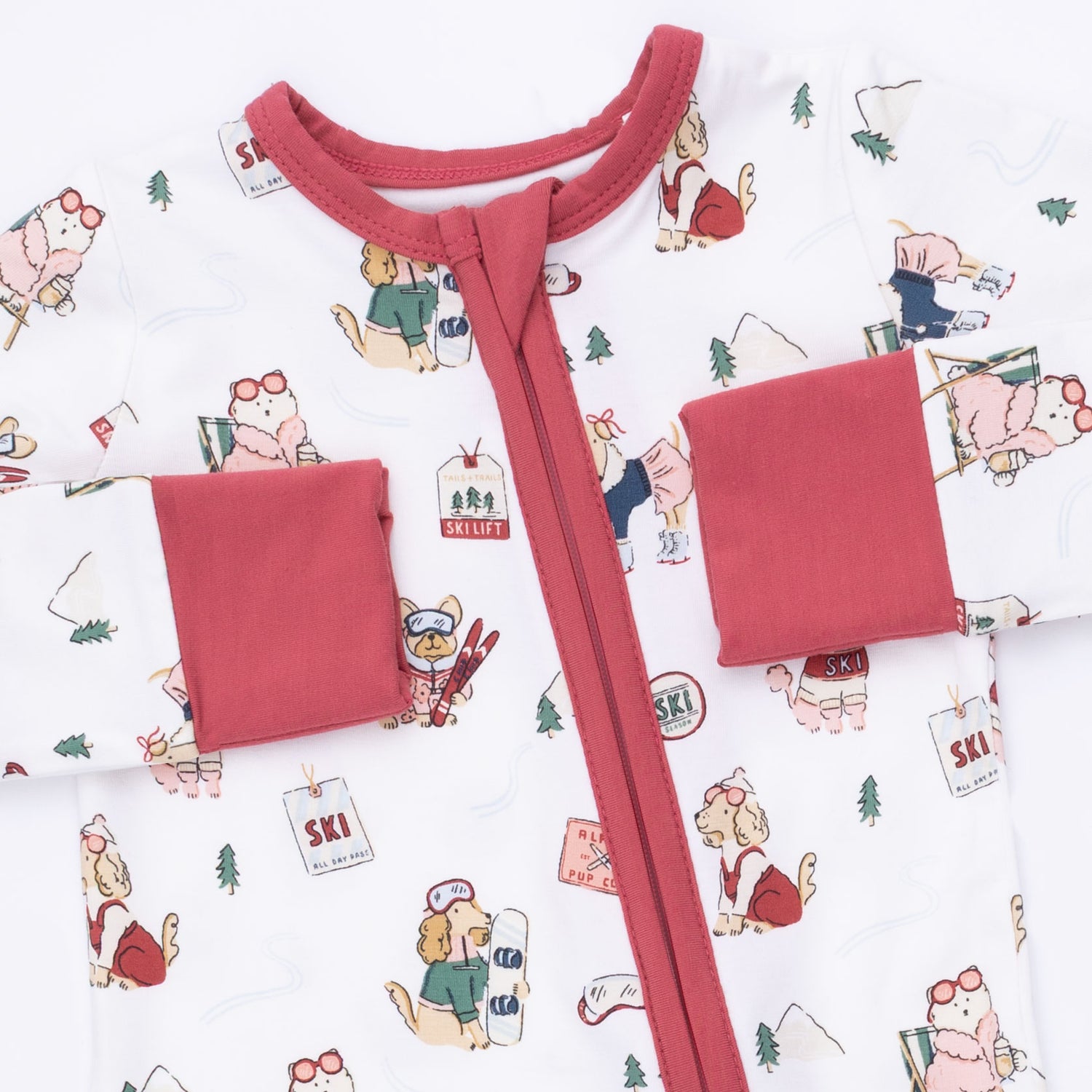 Winter Sports Dogs Pink Convertible Romper