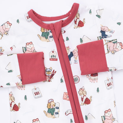 Winter Sports Dogs Pink Convertible Romper