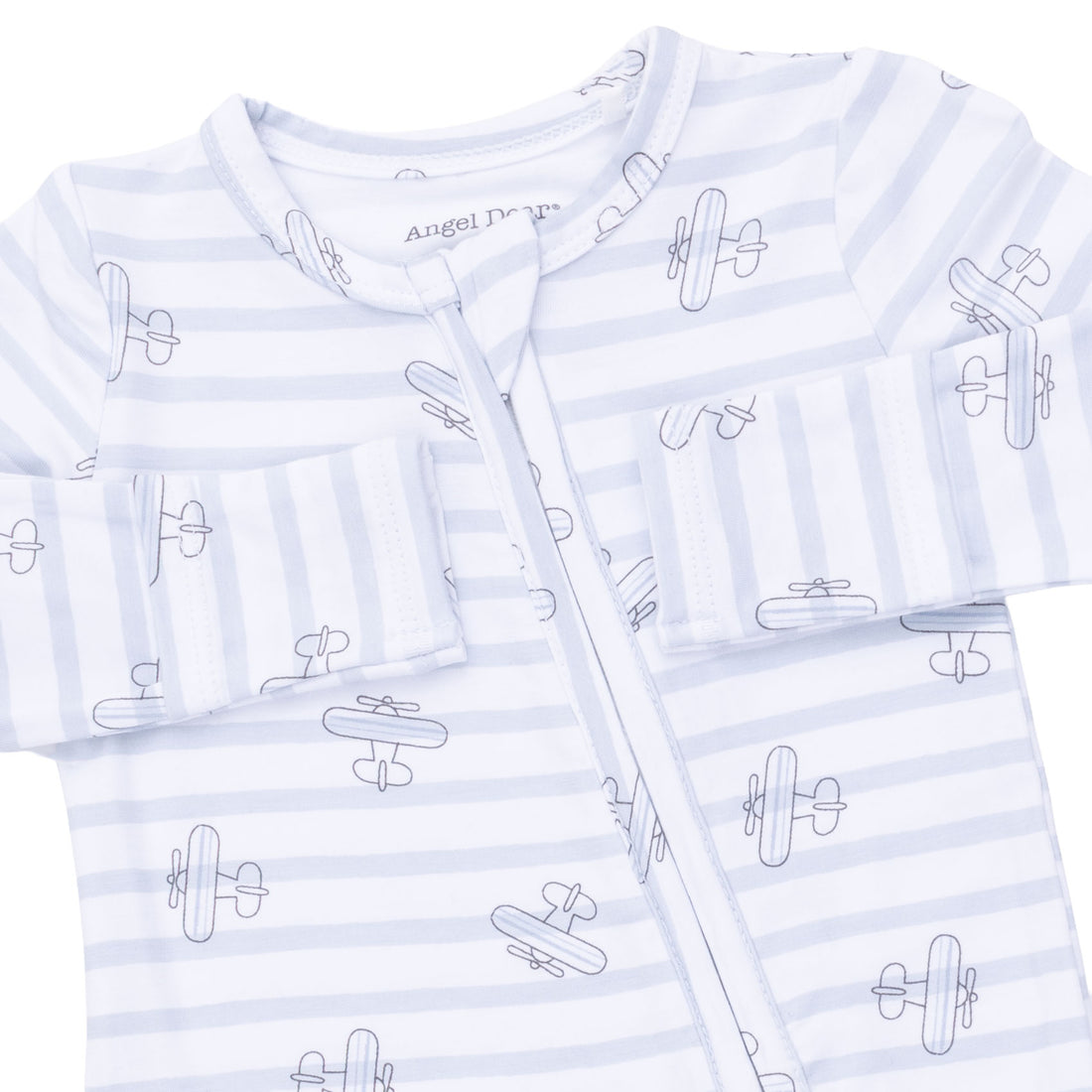 Airplane Stripe 2 Way Zipper Footie