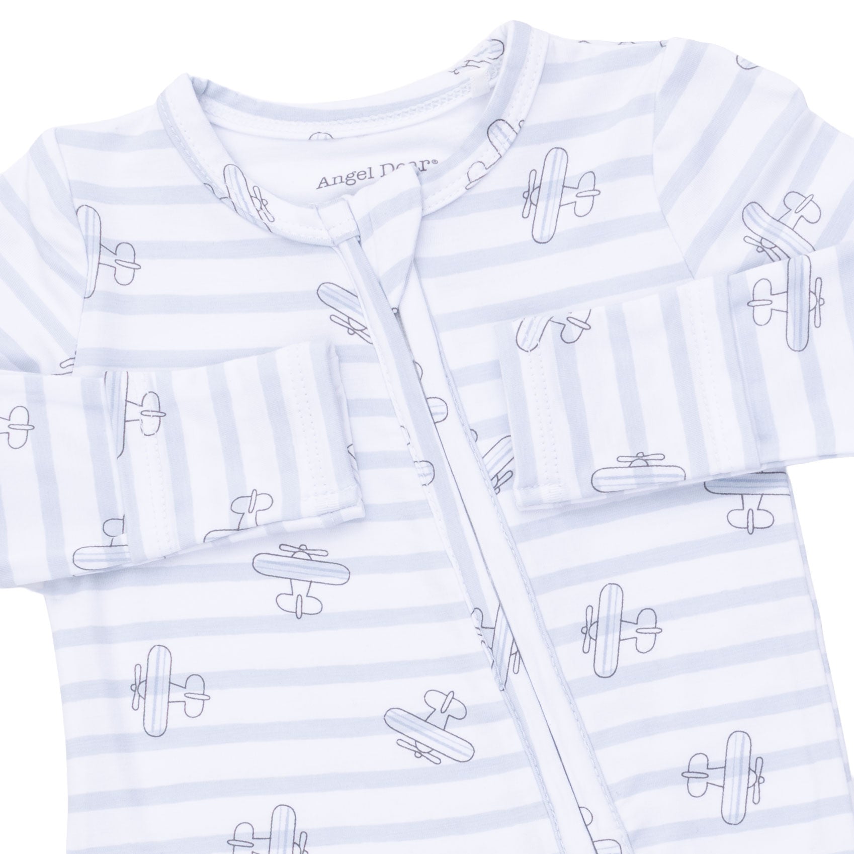 Airplane Stripe 2 Way Zipper Footie