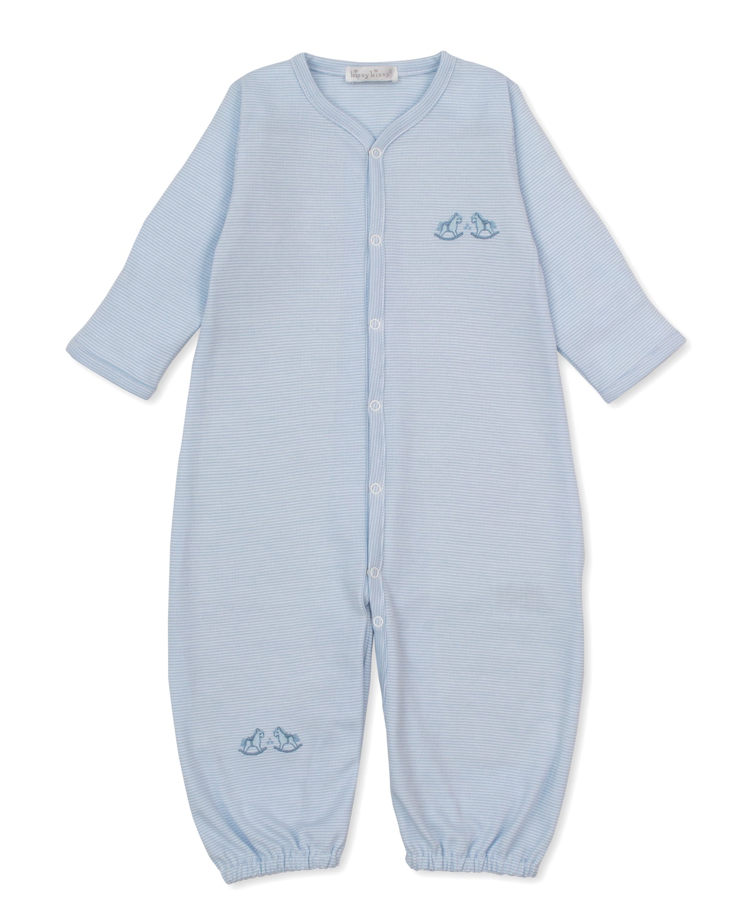 Gingham Rockers Embroidered Converter Gown: Light Blue