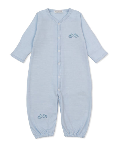 Gingham Rockers Embroidered Converter Gown: Light Blue